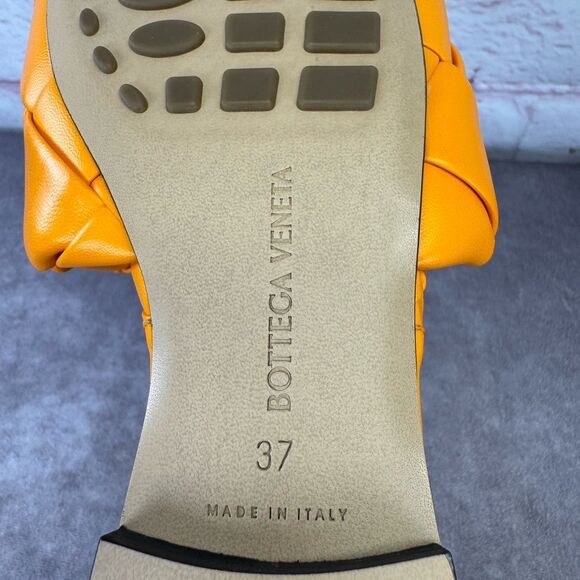 Bottega Veneta Lido Orange Woven Slide Maxi Flat Sandals NEW Lagoon Tangerine - Picture 11 of 14